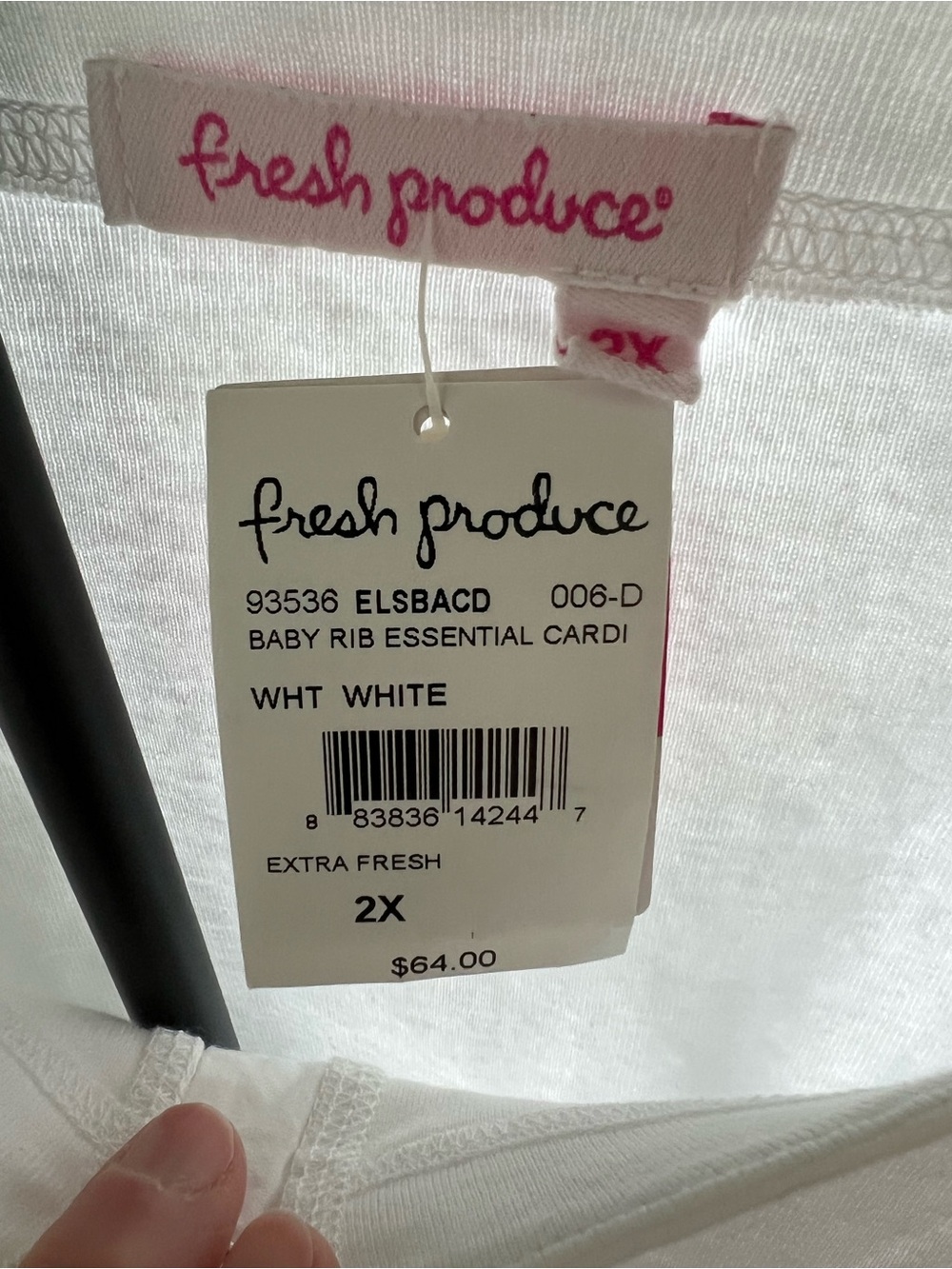 fresh produce White Baby Rib Essential Cardigan size 2XL - Picture 4 of 4